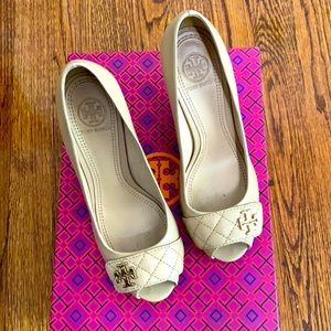 Tory Burch peep toe wedge size 6.5